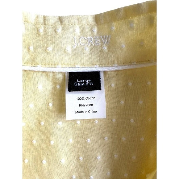 JCREW Women's Yellow Tuxedo Polkadot Longsleeve Button Up Blouse Size L - Picture 3 of 4